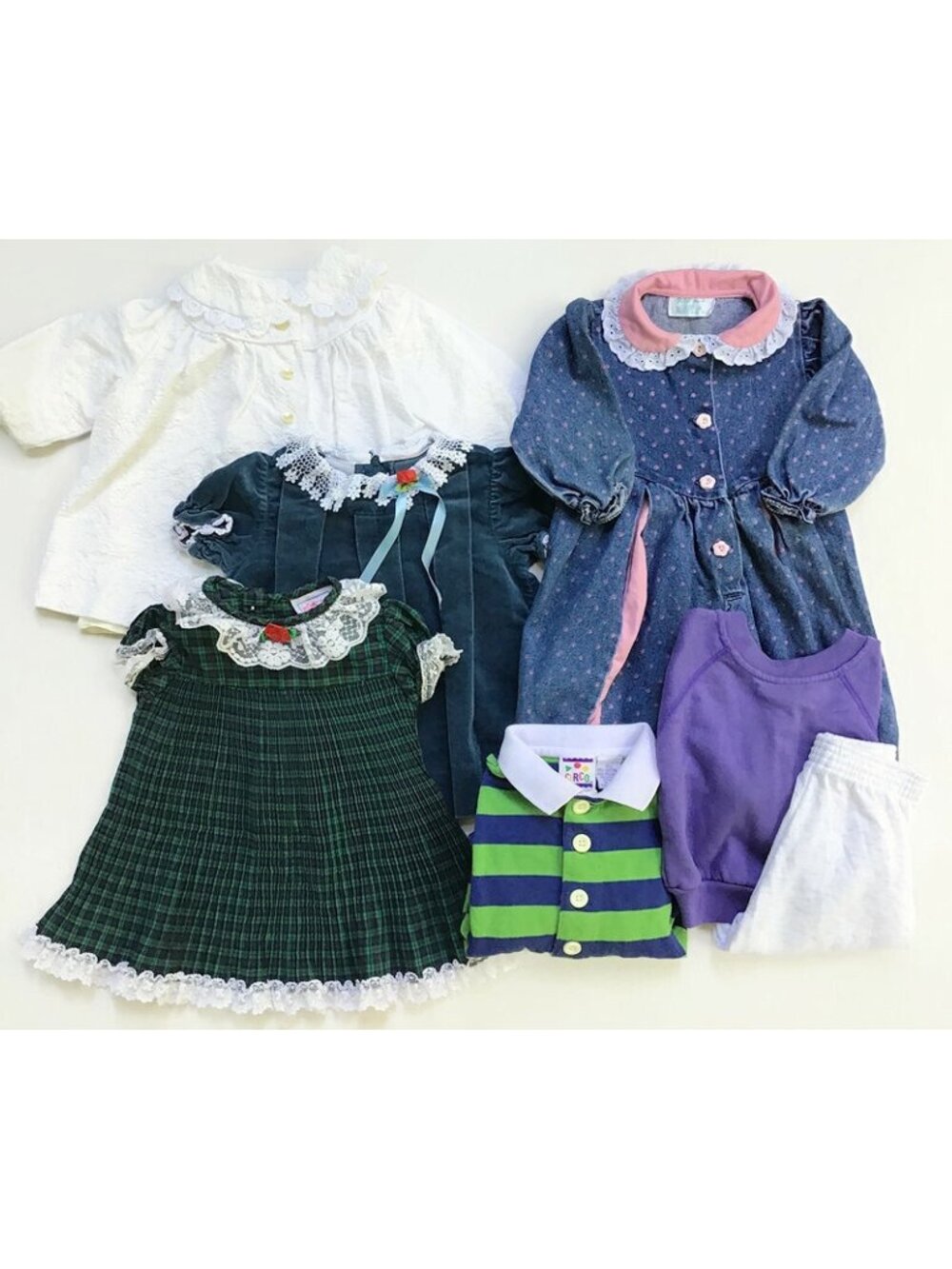 Vintage 90s Girls Clothing Lot Size 12 Months Fall Winter Spring Dresses Romper